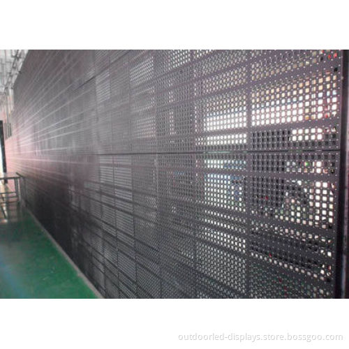 Commercial P16 Outdoor Advertising Led Screen , Mesh Rental Flexible Led Curtain Display